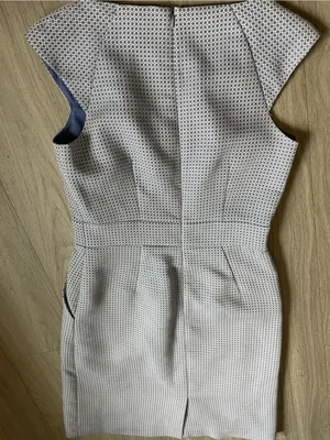 Banana Republic White and Blue Textured Midi Dress thumbnail 3