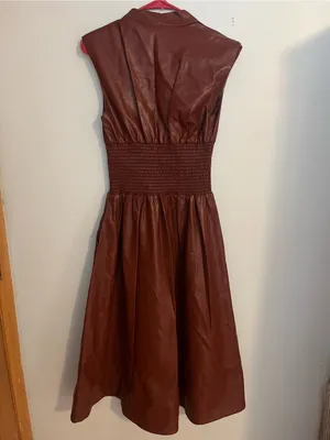 Anthropologie Chocolate Brown Zip-Front Midi Dress-Skirt thumbnail 6