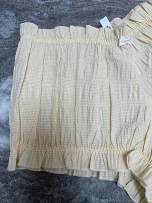NEW For Love & Lemons Puckered Gingham Bloomer Short Pale Yellow Sz S & M thumbnail 10