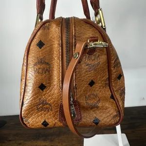 MCM Vintage Satchel Bag Womens Medium Brown Logo PVC Leather Germany Top Handle thumbnail 11