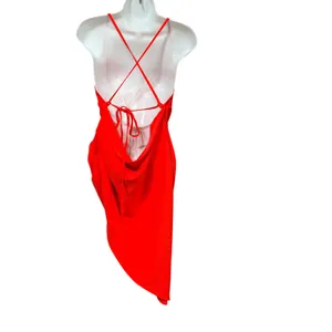 Amanda Uprichard‎ Samba Dress Red Cowl Neck Asymmetrical Midi Size M thumbnail 5