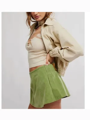 NWOT FREE PEOPLE X We The Free Paradise Found Suede Skort Going Green pocket XS thumbnail 3