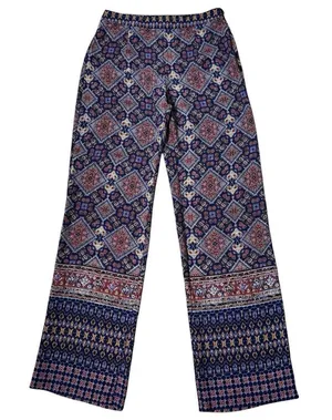 Y2K Semi Sheer Boho Pants Straight Leg EU 42 Paisley Fairy Beach Italy - 29x32.5 thumbnail 1