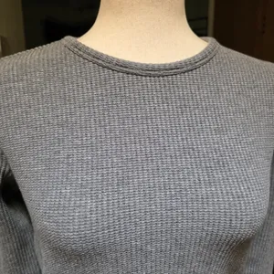 Theory Ailer St Grey Organic Cotton Waffle Knit Long Sleeve Shirt thumbnail 4