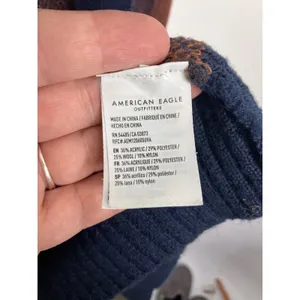 American Eagle Cardigan Women M Blue Orange Excellent Plaid Wool Blend Longline thumbnail 4