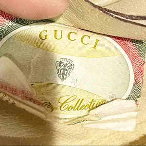 Gucci‎ Vintage Cream Diagonal Stripe Red Trim Mini Shoulder Crossbody Bag thumbnail 5