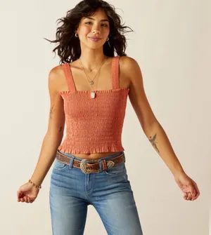Abercrombie & Fitch Smocked pink Crop Top thumbnail 1