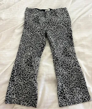 Maeve by Anthropologie casual pants black and white floral print kick flare thumbnail 1