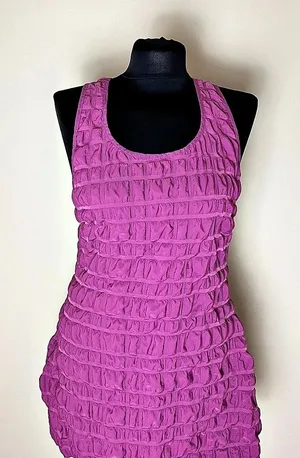 Weekday Purple Mini Dress Ruched M thumbnail 1