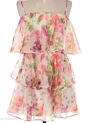 Abercrombie & Fitch Pink Floral Tiered Chiffon Dress thumbnail 1