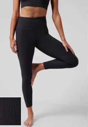 Athleta Elation Rib Tight Black High Waisted 7/8 Ribbed Leggings Small thumbnail 1