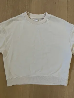 Uniqlo Cotton Crewneck Sweater in Beige Cream Women's XS Extra Small thumbnail 2