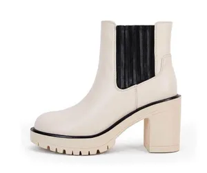 NEW Platform Lug Sole Ankle Boots Chunky Block Heel Seam Booties 6.5 thumbnail 2