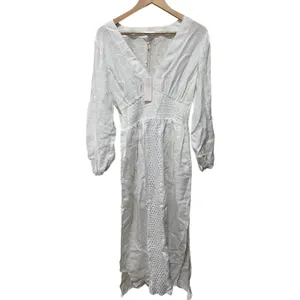 Rebecca Taylor Long Smock Waist Linen &‎ Crochet Dress Size Large thumbnail 12
