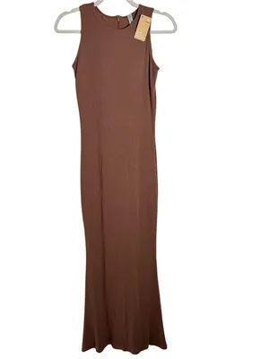 Popilush Built In Shapewear Modal Maxi Dress Light Brown L NWT Body Shaper thumbnail 10