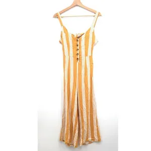 ✨ Tie back button front white yellow stripe jumpsuit✨ thumbnail 4