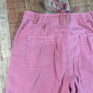 Sincerely Jules Cargo Pants Womens L Dusty Rose Linen Look Drawstring Wide Leg thumbnail 7