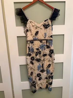 Lulus Show Stopper Cream Embroidered Sequin Bodycon Midi Dress in Size Small thumbnail 2