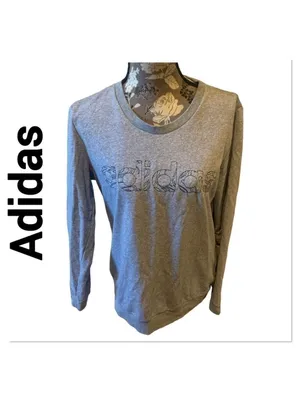 ADIDAS Gray Long Sleeve Logo T-shirt size medium thumbnail 2
