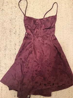 Lucy in the Sky Burgundy floral Mini Dress thumbnail 1