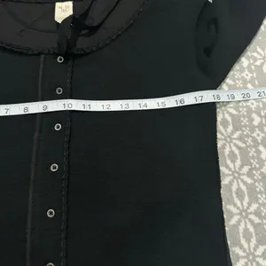 NEW We The Free Free People Cecilia‎ Shirt Black Medium Casual Edgy Grunge thumbnail 9
