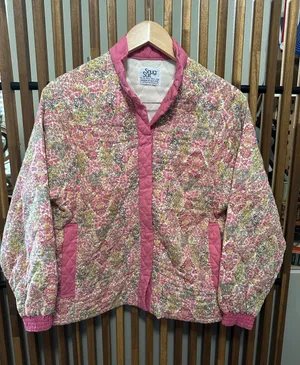 Vintage Snug Suit Floral Quilted Jacket Heritage Pink Calico Coat M thumbnail 1