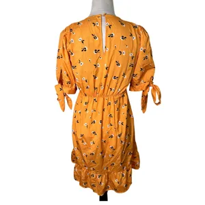 Vero Mada Orange Floral Ruffle Mini Dress Cottagecore M NWT Boho Cute Romantic thumbnail 6