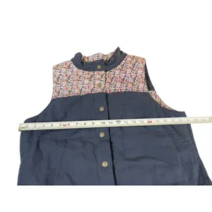Denim & Company M Quilted Blue Floral Print Puffy Vest Pocketed Snap Button thumbnail 10