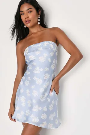 Lulus light blue floral mini dress thumbnail 1