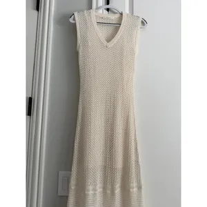 Everlane NWOT Lace Knit Maxi Sweater Dress W/Slip Bone Small Organic Cotton thumbnail 4
