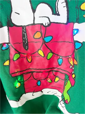 PEANUTS Snoopy Light Up Christmas Graphic Green Long Sleeves Sweatshirt Large thumbnail 10