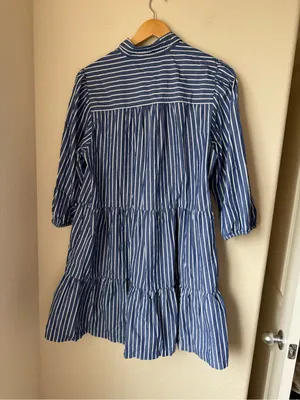 GAP Tiered Poplin Puff Sleeve Mini Dress Size XL thumbnail 3