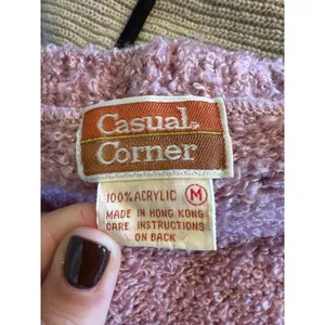 Vintage Casual Corner‎ Knit Vest Sleeveless Cable Knit Pink Sweater Vest M thumbnail 3