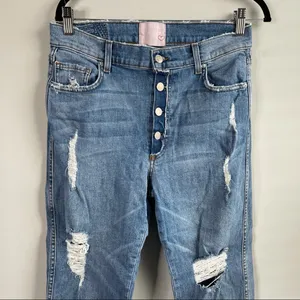 Revice Dream fit straight‎ leg raw hem high rise distressed jeans size 32 thumbnail 3