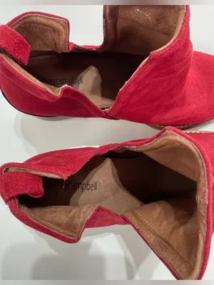 Jeffrey Campbell Cromwell Women's 9 Red Suede Leather Western Ankle Boot thumbnail 6