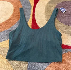 NWT Offline by Aerie Marshalls Longline Bralette Tank Top Dark Green Ribbed S thumbnail 1