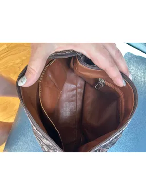 Barbara Genuine Leather Brown Crocodile Pattern Shoulder Bag thumbnail 4