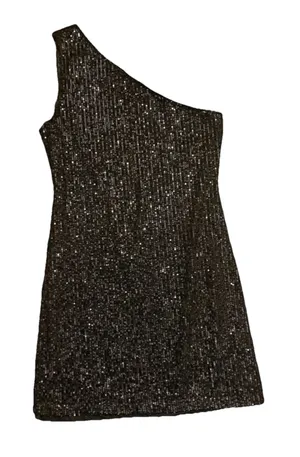 She + Sky Women's One Shoulder Black Sequin Mini Dress Size Small thumbnail 1