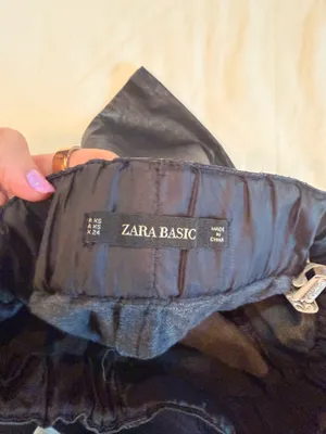 Zara Basic Black Faux Leather Paperbag Waist Mini Skirt XS thumbnail 3
