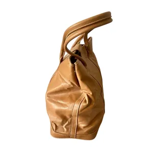 Womens Vegan Leather Tote Tan thumbnail 6