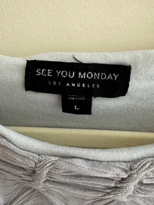 See You Monday Honeycomb Stretch Long Sleeve Top, Light Grey, Size Large thumbnail 8