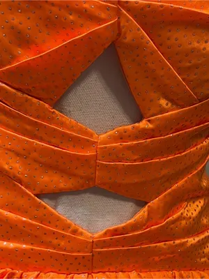 Boutique #25-4 Vibrant Orange sweetheart A line three ruffle tier silver dot-Size 0 (XS) thumbnail 7
