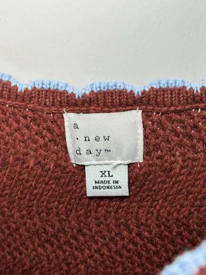 A New Day Crochet Knit Tank Top Brown Blue Trim Camisole XL NWOT thumbnail 10