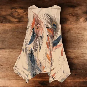 JOSTAR Women’s Peacock Feather Print Tunic Sleeveless Top. Size Medium thumbnail 2