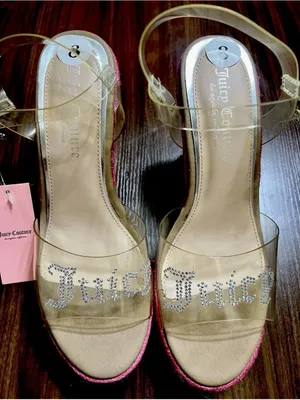 Juicy Couture Pink Espadrille Platform Sandals with Clear Straps thumbnail 1