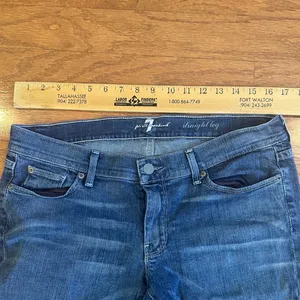 7 For All Mankind Womens Straight Leg Jeans Blue Medium Wash Sz 31 Stretch thumbnail 7