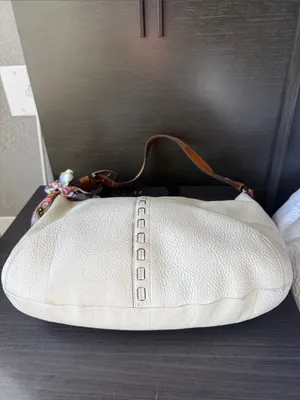 Coach Leather Hobo Bag with Tan Strap and White Body thumbnail 5