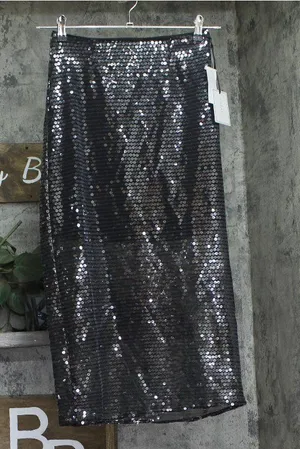 1.state Womens Side-Zip Sequin Midi Skirt 8154421 Rich Black 2 thumbnail 1