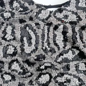 GILLI Sequin Leopard Print Crop Tank Top Camisole Black Silver Adjustable Size M thumbnail 8