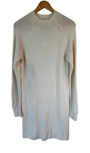 NWT Abercrombie & Fitch Long Sleeve Knit Dress White Women's Medium Classic thumbnail 1